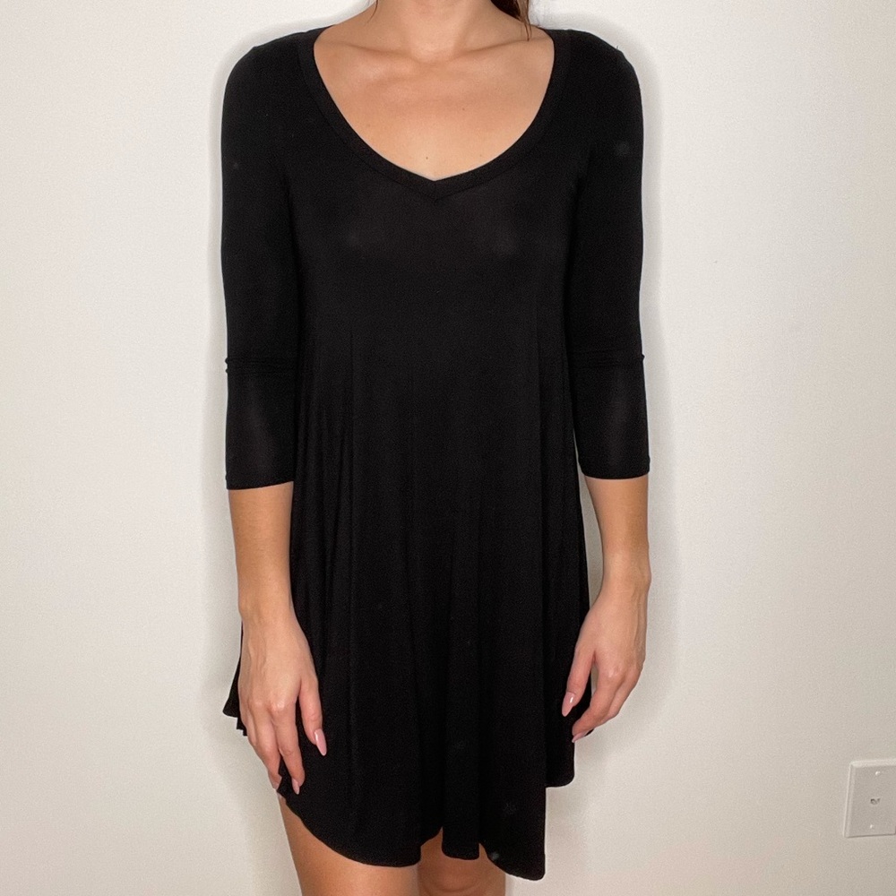 Reborn J Black 3/4 Sleeve Dress